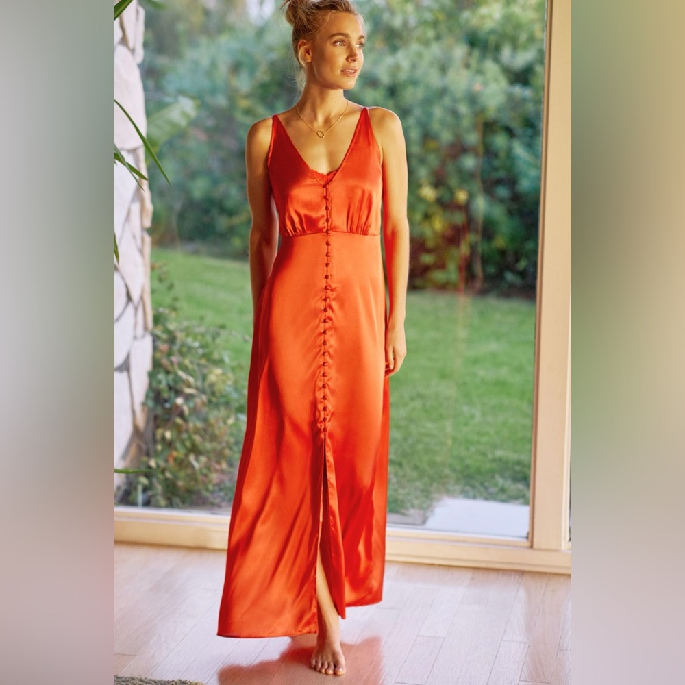 NWT Anthropologie Size M Red Satin Slip Maxi Dress new with tags - make an offer